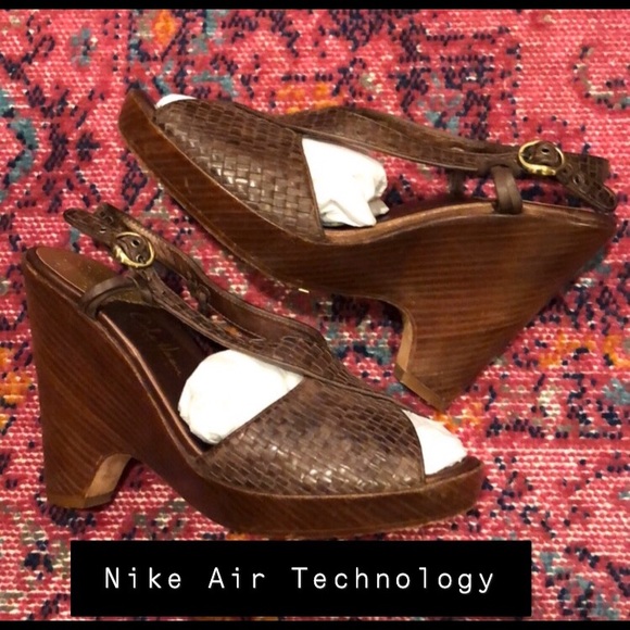 Cole Haan Shoes - Cole Haan Nike Air brown woven leather wedges